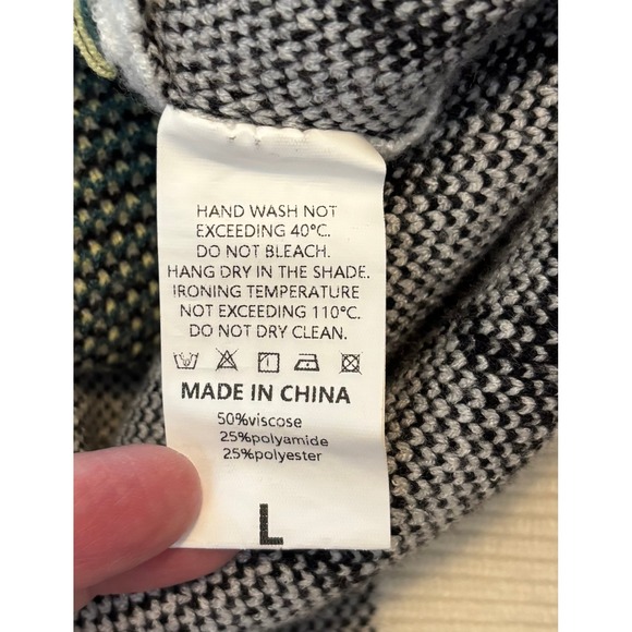 Aelfric Eden Dinosaur Sweater White Black Green Crew Neck Long Sleeve Sz L 2049 - Picture 2 of 5